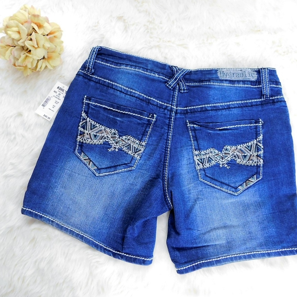 Hydraulic Sammie Boyfriend Slouchy Midi Jean Shorts Size 5/6 Distressed Stretch